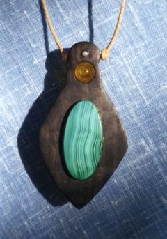 Pendentif bne-ambre-malachite